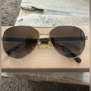 Burberry Gold-Tone Aviator Sunglasses